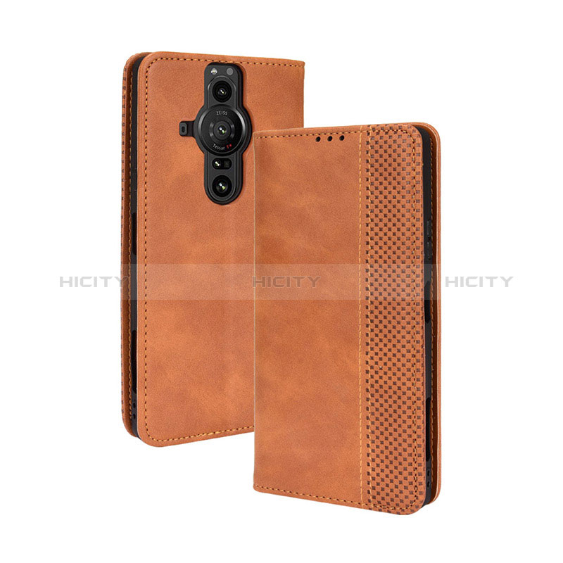 Coque Portefeuille Livre Cuir Etui Clapet BY4 pour Sony Xperia PRO-I Marron Plus