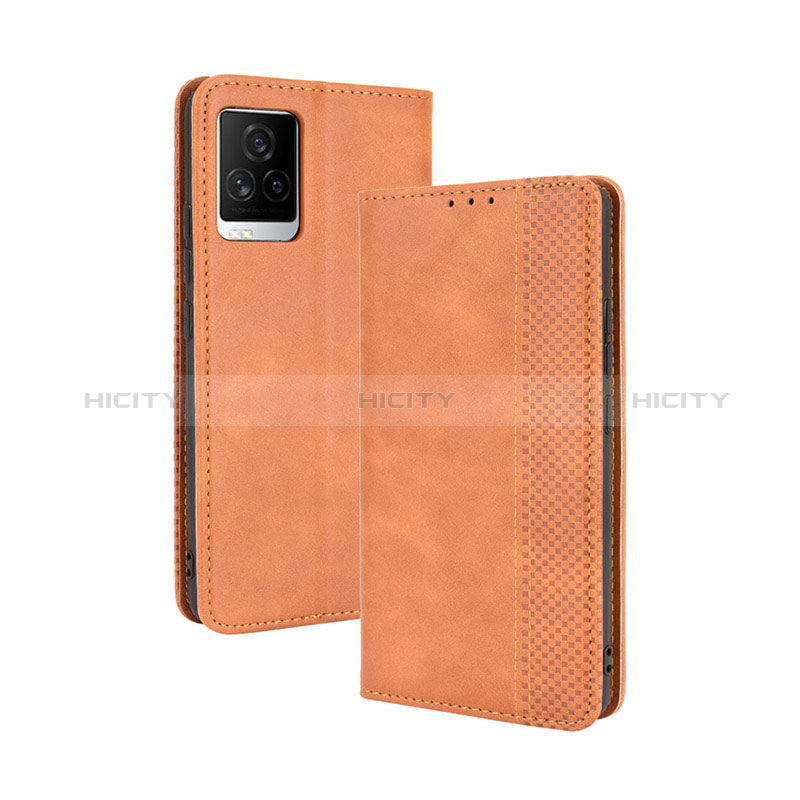 Coque Portefeuille Livre Cuir Etui Clapet BY4 pour Vivo iQOO 7 5G Marron Plus