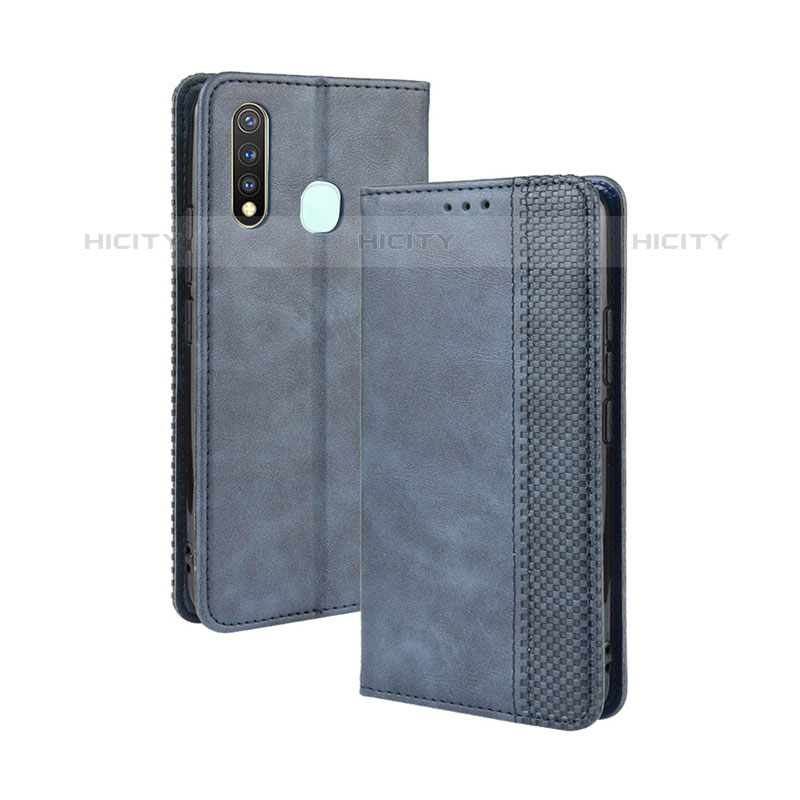 Coque Portefeuille Livre Cuir Etui Clapet BY4 pour Vivo iQOO U3 4G Bleu Plus