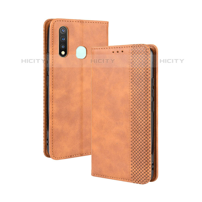 Coque Portefeuille Livre Cuir Etui Clapet BY4 pour Vivo iQOO U3 4G Marron Plus