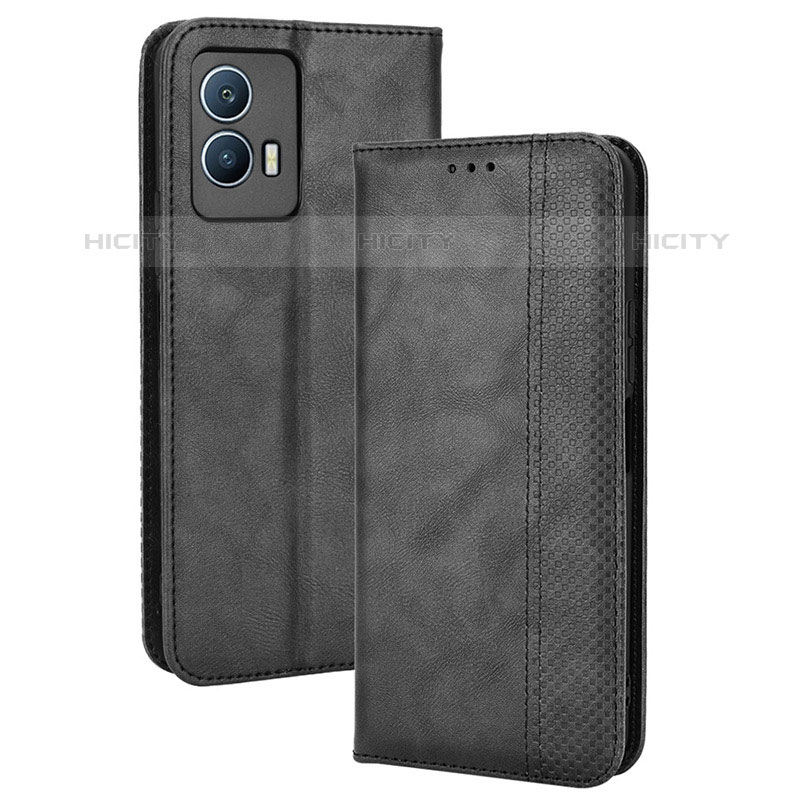 Coque Portefeuille Livre Cuir Etui Clapet BY4 pour Vivo iQOO U5 5G Noir Plus