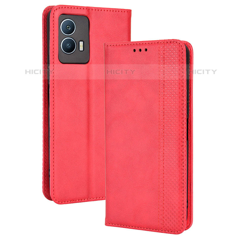 Coque Portefeuille Livre Cuir Etui Clapet BY4 pour Vivo iQOO U5 5G Rouge Plus