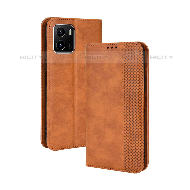 Coque Portefeuille Livre Cuir Etui Clapet BY4 pour Vivo iQOO U5x Marron Plus