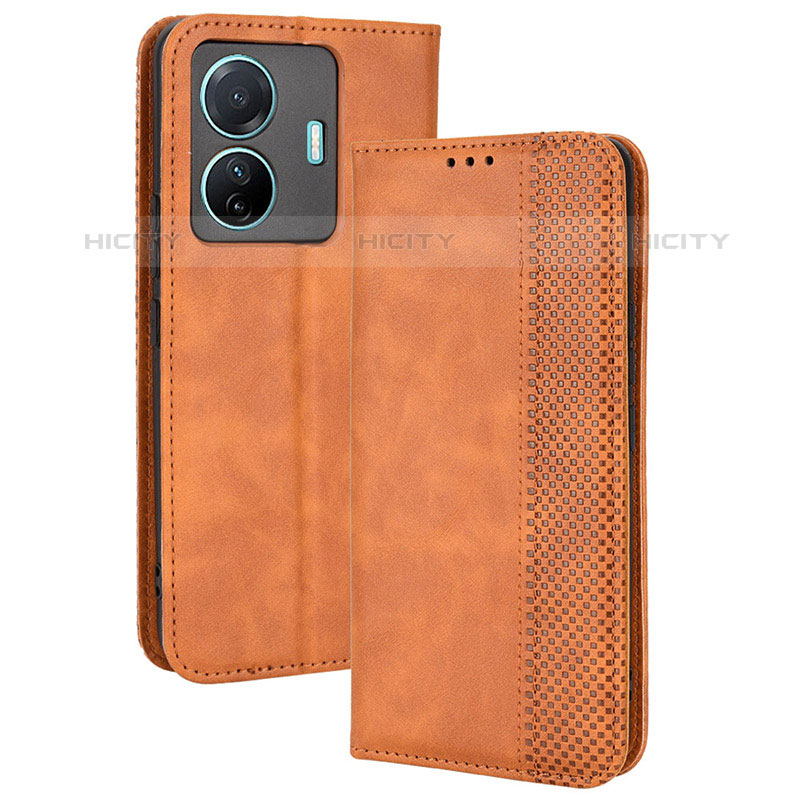 Coque Portefeuille Livre Cuir Etui Clapet BY4 pour Vivo iQOO Z6 Pro 5G Marron Plus