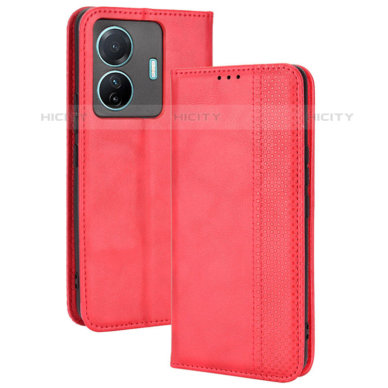 Coque Portefeuille Livre Cuir Etui Clapet BY4 pour Vivo iQOO Z6 Pro 5G Rouge Plus