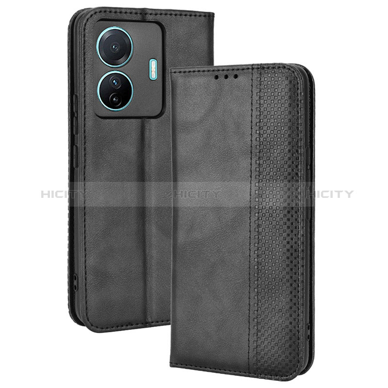 Coque Portefeuille Livre Cuir Etui Clapet BY4 pour Vivo T1 5G Noir Plus