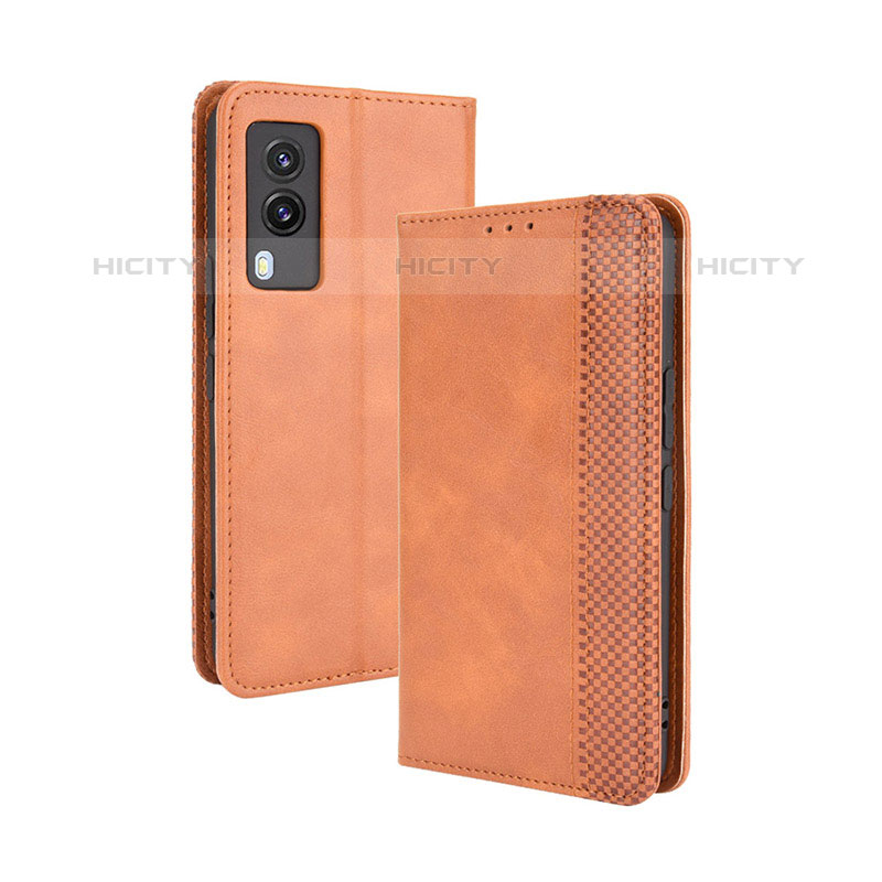 Coque Portefeuille Livre Cuir Etui Clapet BY4 pour Vivo V21e 5G Marron Plus