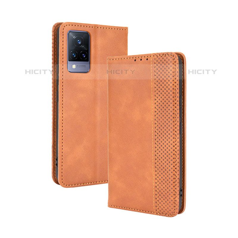 Coque Portefeuille Livre Cuir Etui Clapet BY4 pour Vivo V21s 5G Marron Plus