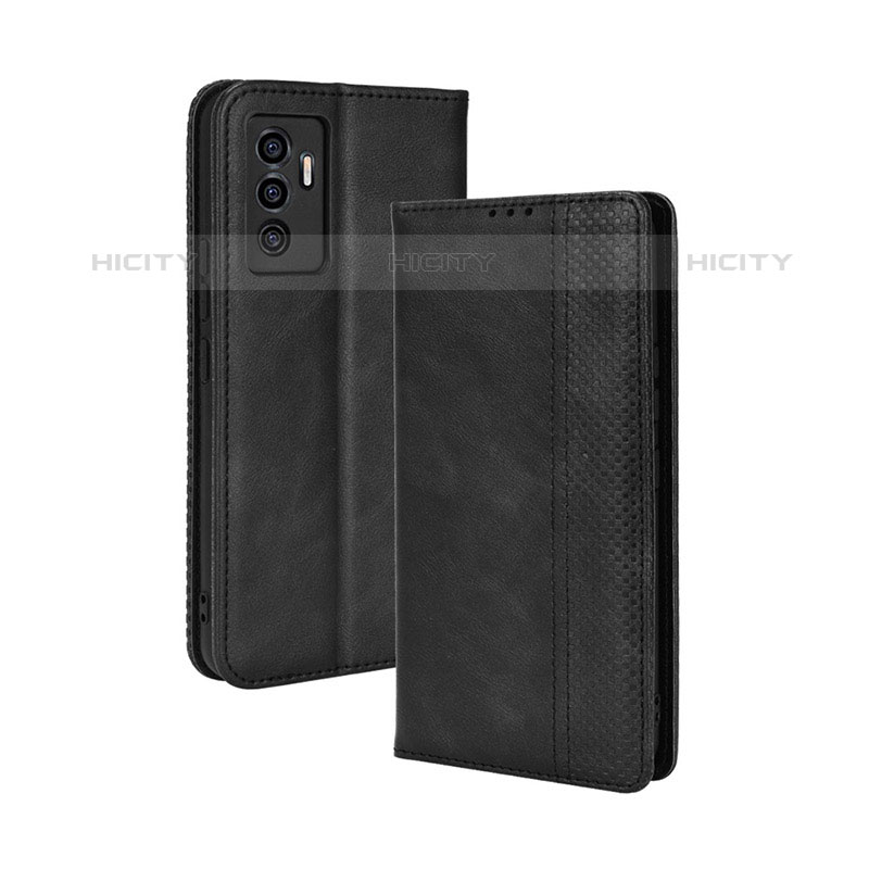 Coque Portefeuille Livre Cuir Etui Clapet BY4 pour Vivo V23e 5G Noir Plus