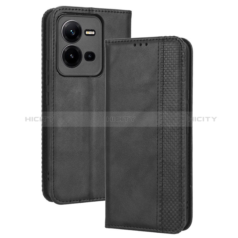 Coque Portefeuille Livre Cuir Etui Clapet BY4 pour Vivo V25 5G Noir Plus