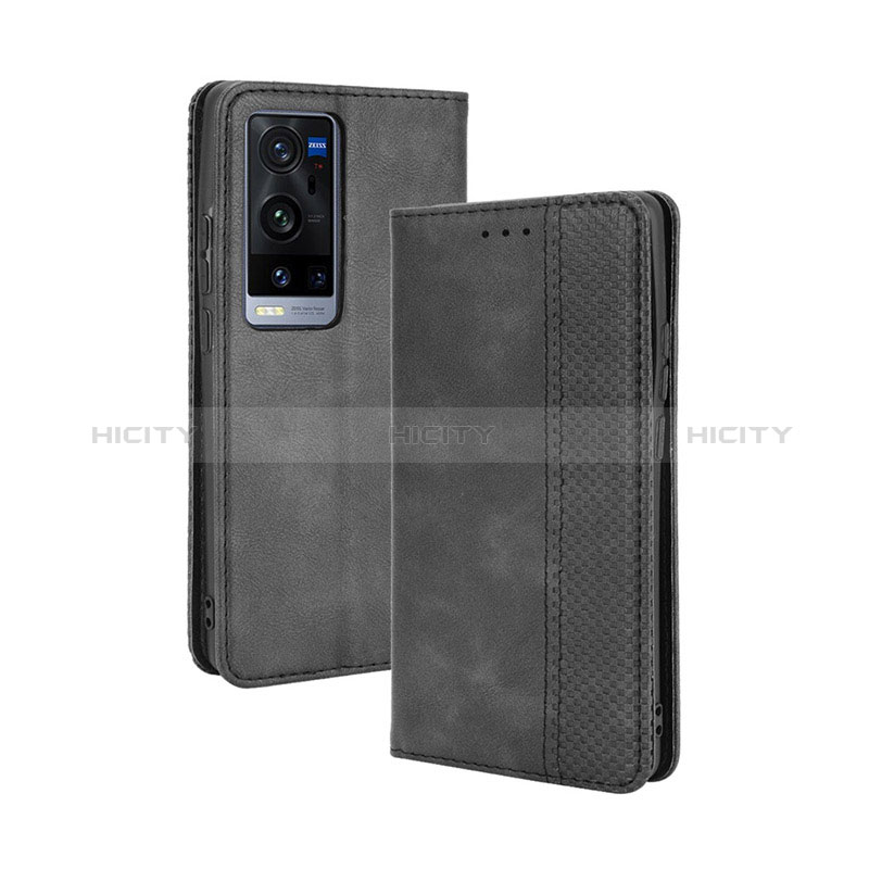 Coque Portefeuille Livre Cuir Etui Clapet BY4 pour Vivo X60 Pro+ Plus 5G Noir Plus