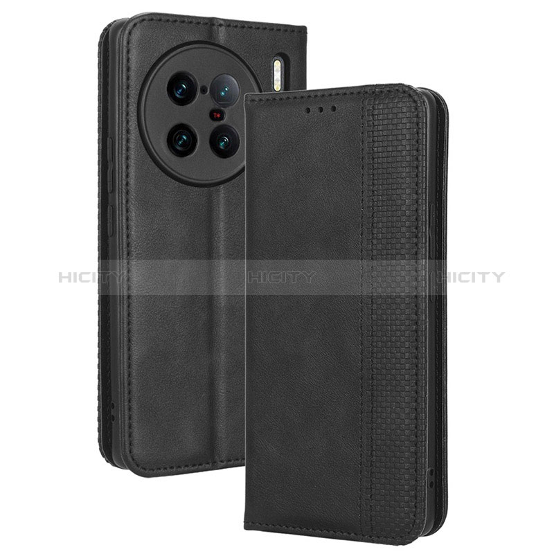 Coque Portefeuille Livre Cuir Etui Clapet BY4 pour Vivo X90 Pro+ Plus 5G Noir Plus