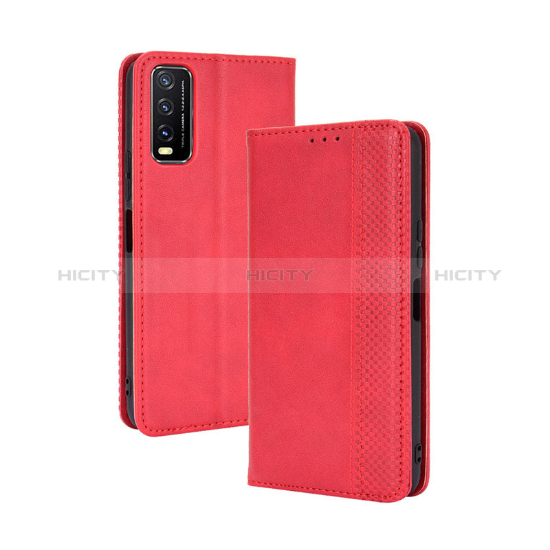 Coque Portefeuille Livre Cuir Etui Clapet BY4 pour Vivo Y11s Rouge Plus