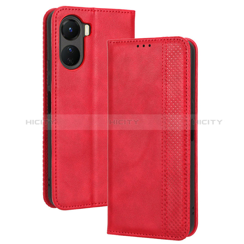 Coque Portefeuille Livre Cuir Etui Clapet BY4 pour Vivo Y16 Rouge Plus