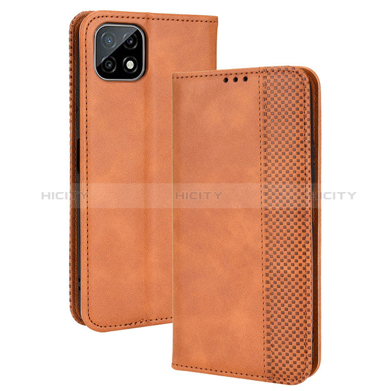 Coque Portefeuille Livre Cuir Etui Clapet BY4 pour Wiko T3 Marron Plus