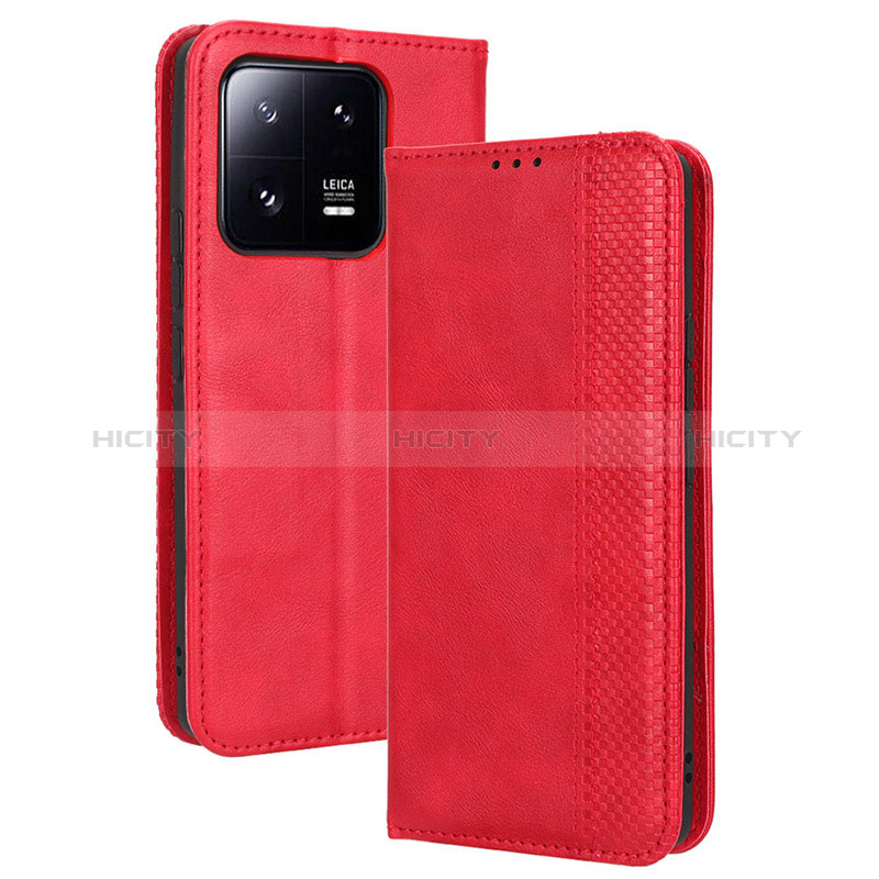 Coque Portefeuille Livre Cuir Etui Clapet BY4 pour Xiaomi Mi 13 Pro 5G Rouge Plus