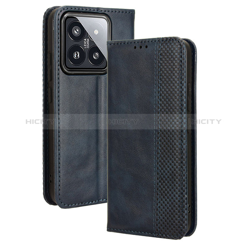 Coque Portefeuille Livre Cuir Etui Clapet BY4 pour Xiaomi Mi 14 5G Bleu Plus