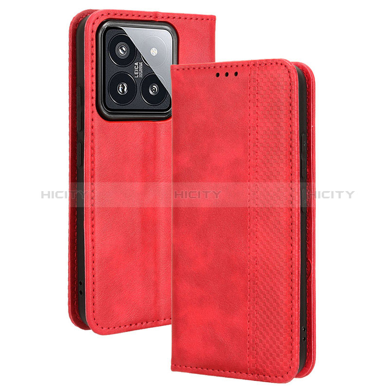 Coque Portefeuille Livre Cuir Etui Clapet BY4 pour Xiaomi Mi 14 5G Rouge Plus