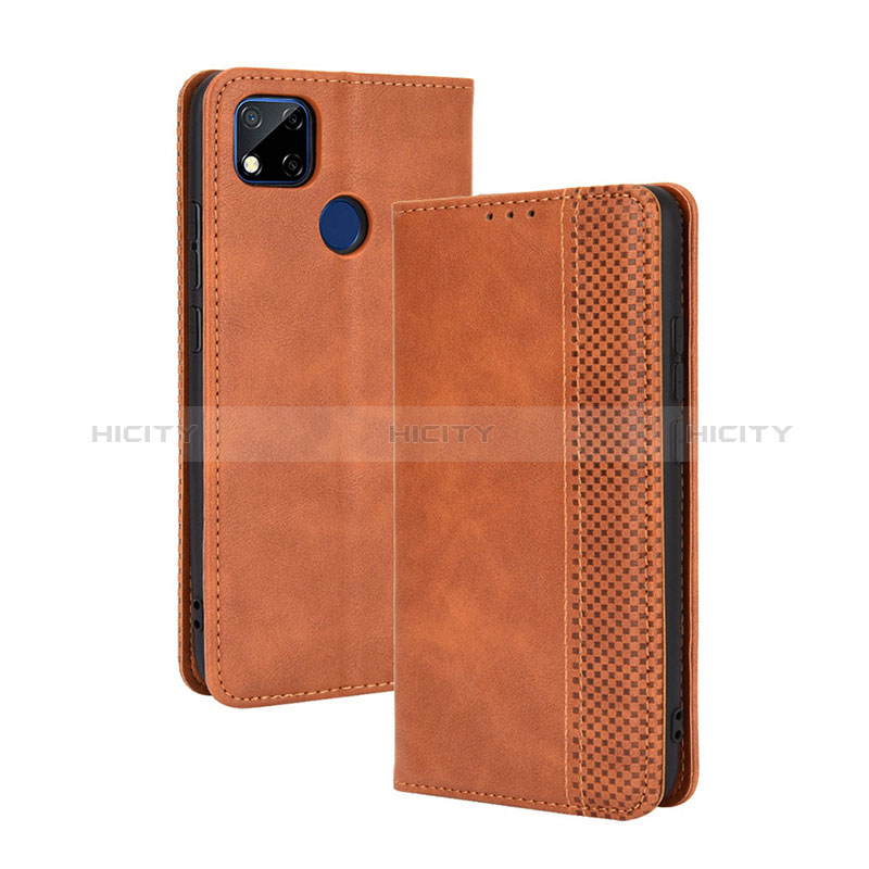 Coque Portefeuille Livre Cuir Etui Clapet BY4 pour Xiaomi POCO C3 Marron Plus