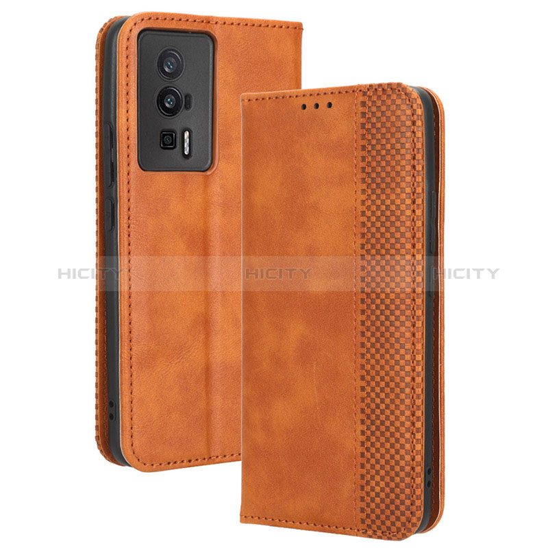 Coque Portefeuille Livre Cuir Etui Clapet BY4 pour Xiaomi Poco F5 Pro 5G Marron Plus