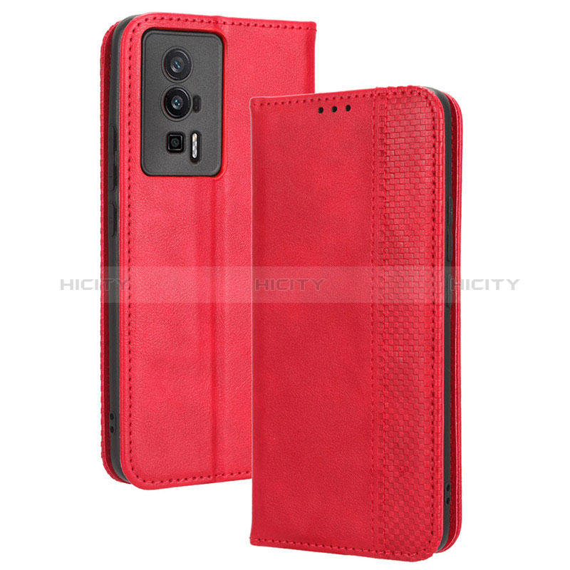 Coque Portefeuille Livre Cuir Etui Clapet BY4 pour Xiaomi Poco F5 Pro 5G Rouge Plus