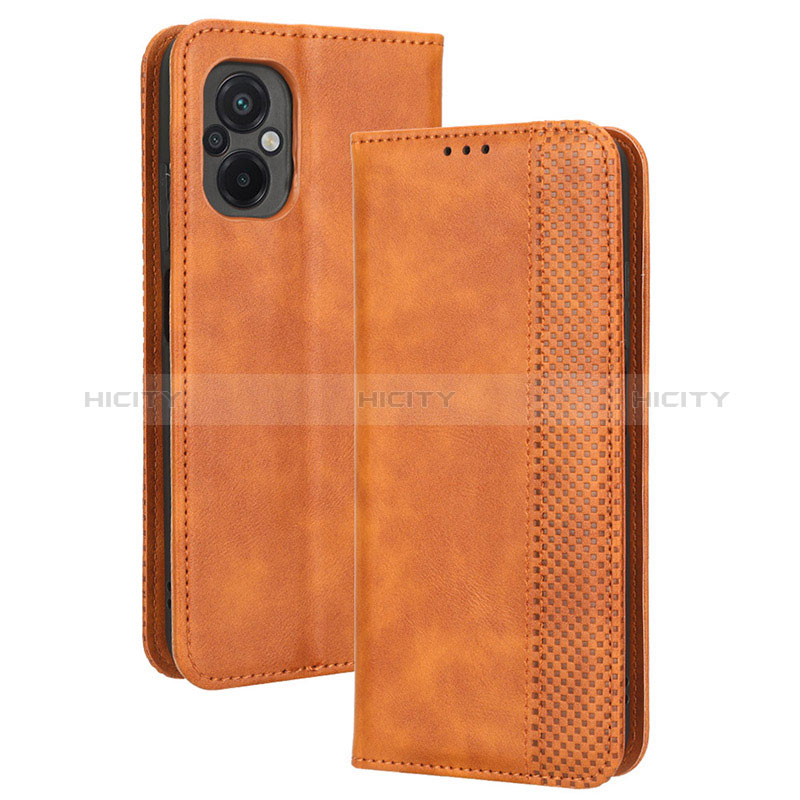 Coque Portefeuille Livre Cuir Etui Clapet BY4 pour Xiaomi Poco M5 4G Marron Plus