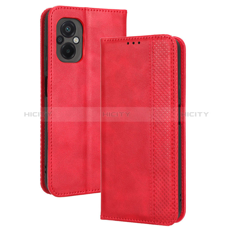 Coque Portefeuille Livre Cuir Etui Clapet BY4 pour Xiaomi Poco M5 4G Rouge Plus