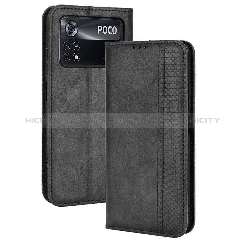 Coque Portefeuille Livre Cuir Etui Clapet BY4 pour Xiaomi Poco X4 Pro 5G Noir Plus