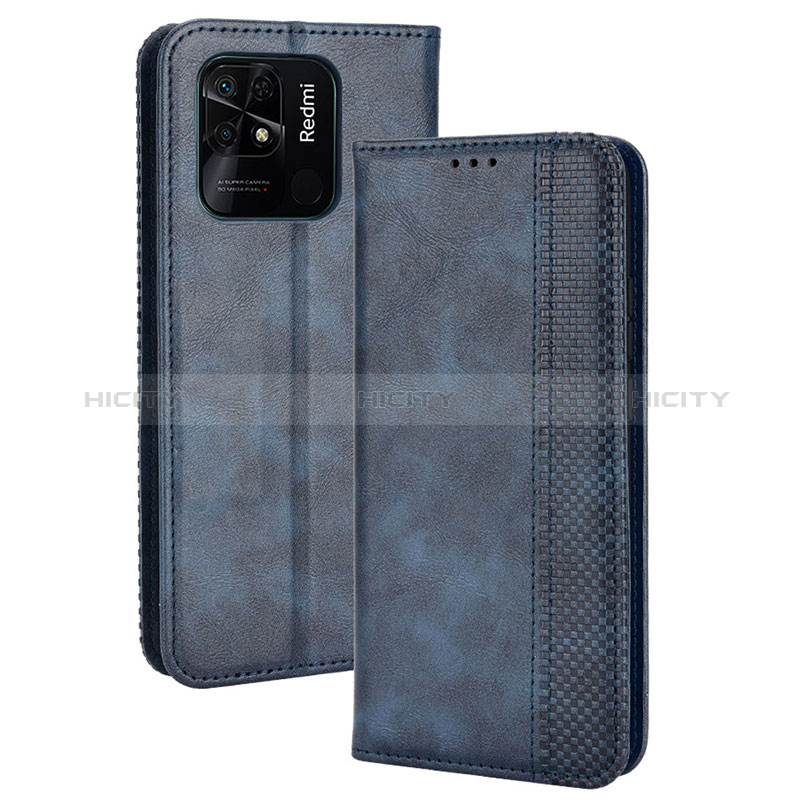 Coque Portefeuille Livre Cuir Etui Clapet BY4 pour Xiaomi Redmi 10 India Bleu Plus