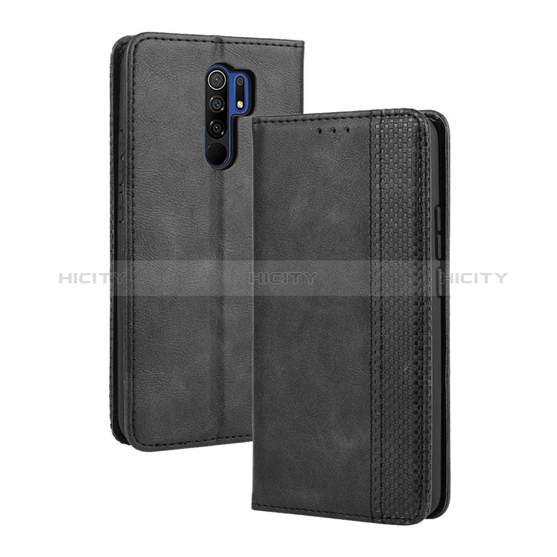 Coque Portefeuille Livre Cuir Etui Clapet BY4 pour Xiaomi Redmi 9 Noir Plus