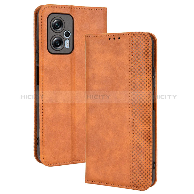 Coque Portefeuille Livre Cuir Etui Clapet BY4 pour Xiaomi Redmi K50i 5G Marron Plus