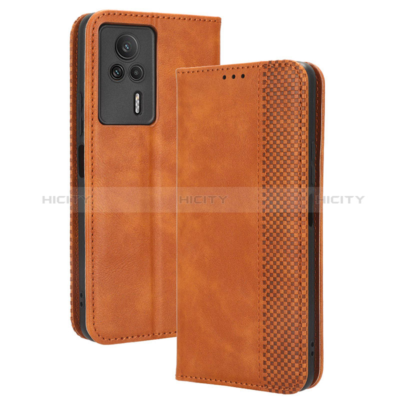 Coque Portefeuille Livre Cuir Etui Clapet BY4 pour Xiaomi Redmi K60E 5G Marron Plus