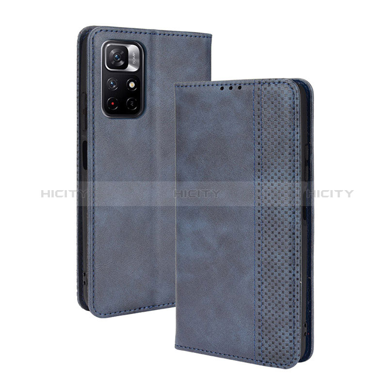 Coque Portefeuille Livre Cuir Etui Clapet BY4 pour Xiaomi Redmi Note 11 5G Bleu Plus