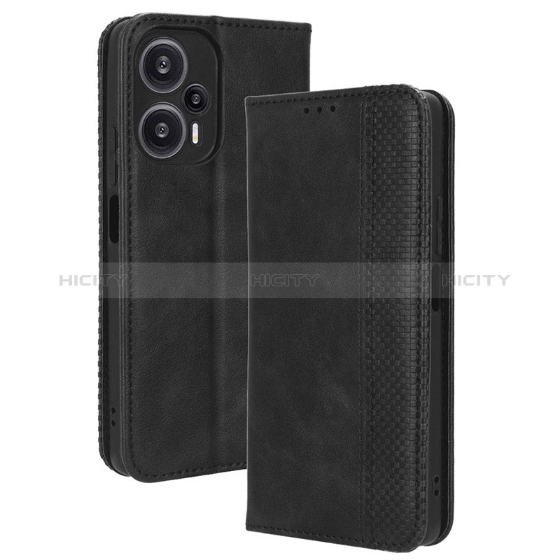 Coque Portefeuille Livre Cuir Etui Clapet BY4 pour Xiaomi Redmi Note 12 Turbo 5G Noir Plus