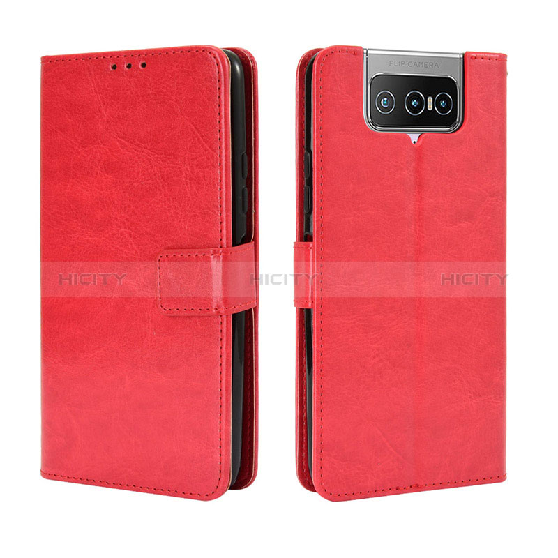 Coque Portefeuille Livre Cuir Etui Clapet BY5 pour Asus Zenfone 7 Pro ZS671KS Rouge Plus