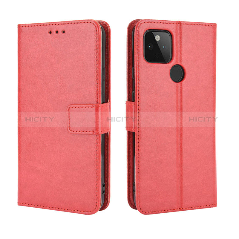 Coque Portefeuille Livre Cuir Etui Clapet BY5 pour Google Pixel 5 XL 5G Rouge Plus