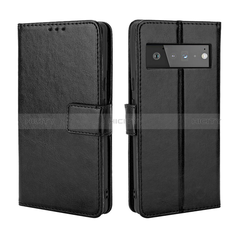 Coque Portefeuille Livre Cuir Etui Clapet BY5 pour Google Pixel 6 Pro 5G Noir Plus