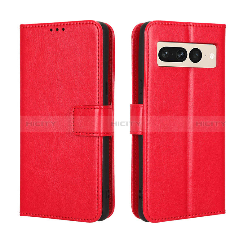 Coque Portefeuille Livre Cuir Etui Clapet BY5 pour Google Pixel 7 Pro 5G Rouge Plus