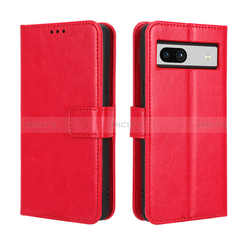 Coque Portefeuille Livre Cuir Etui Clapet BY5 pour Google Pixel 7a 5G Rouge Plus