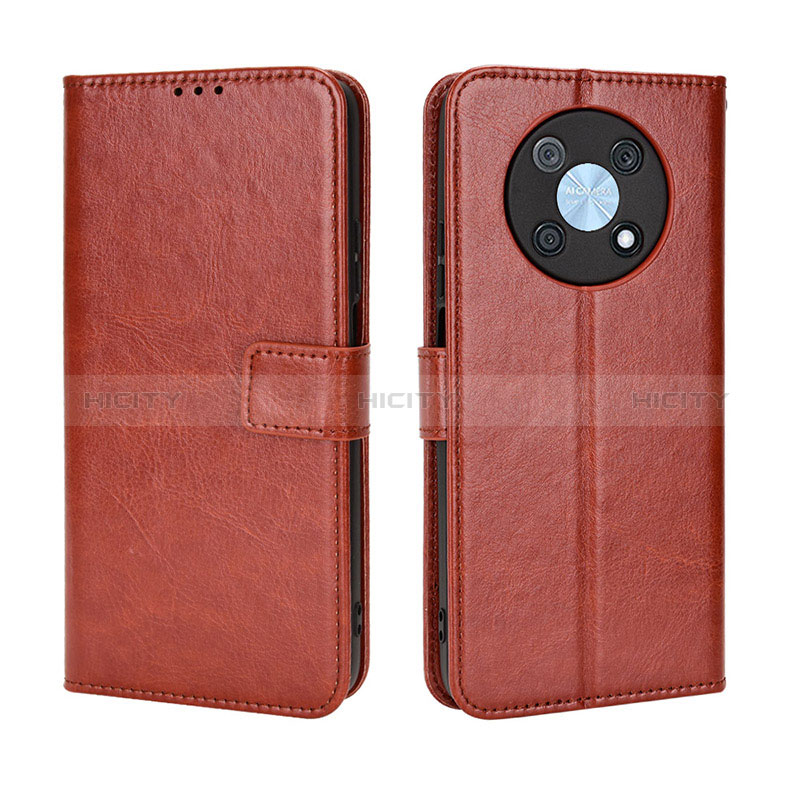 Coque Portefeuille Livre Cuir Etui Clapet BY5 pour Huawei Enjoy 50 Pro Marron Plus