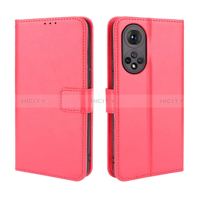 Coque Portefeuille Livre Cuir Etui Clapet BY5 pour Huawei Honor 50 5G Rouge Plus