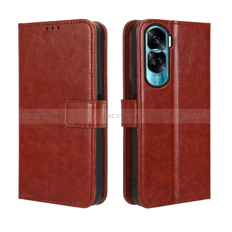 Coque Portefeuille Livre Cuir Etui Clapet BY5 pour Huawei Honor 90 Lite 5G Marron Plus