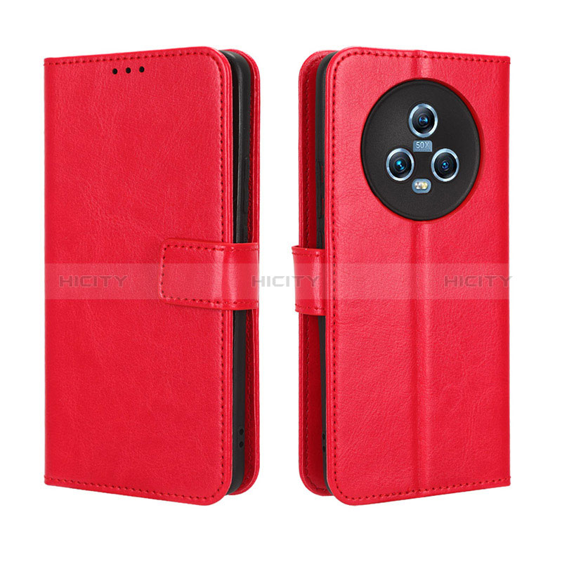 Coque Portefeuille Livre Cuir Etui Clapet BY5 pour Huawei Honor Magic5 5G Rouge Plus