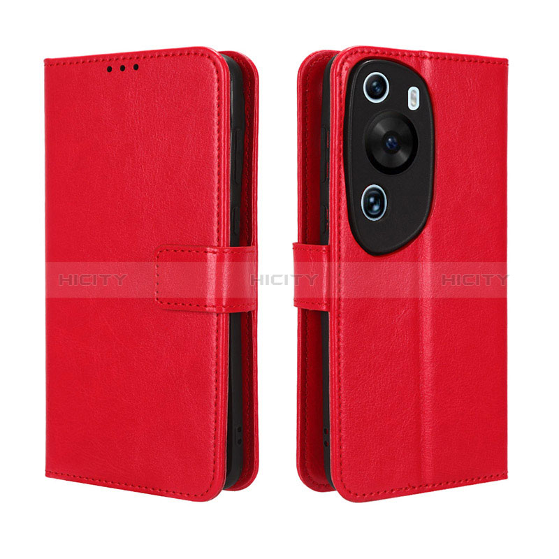 Coque Portefeuille Livre Cuir Etui Clapet BY5 pour Huawei P60 Art Rouge Plus