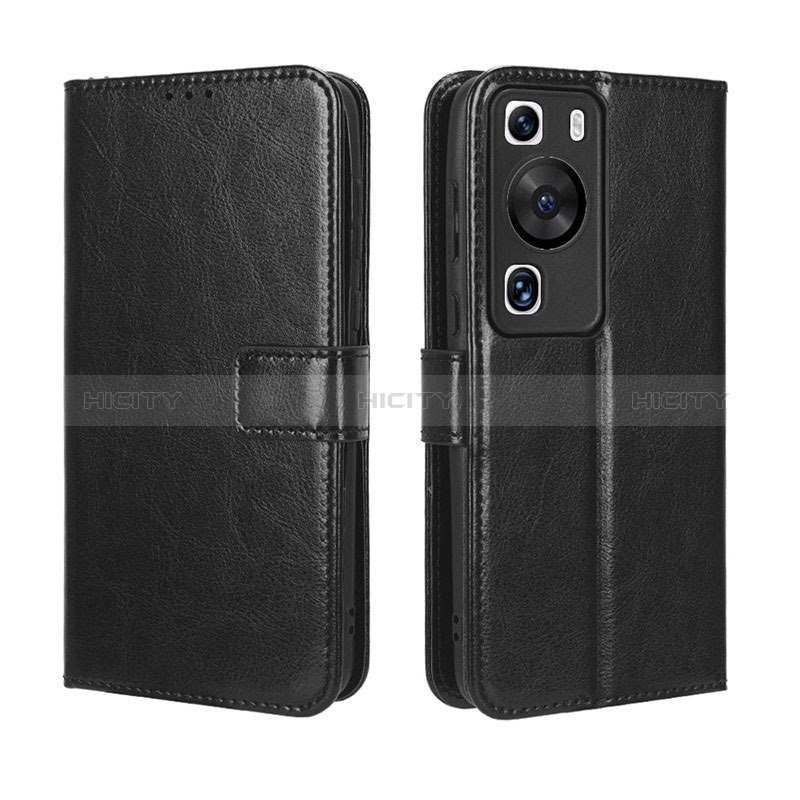 Coque Portefeuille Livre Cuir Etui Clapet BY5 pour Huawei P60 Noir Plus