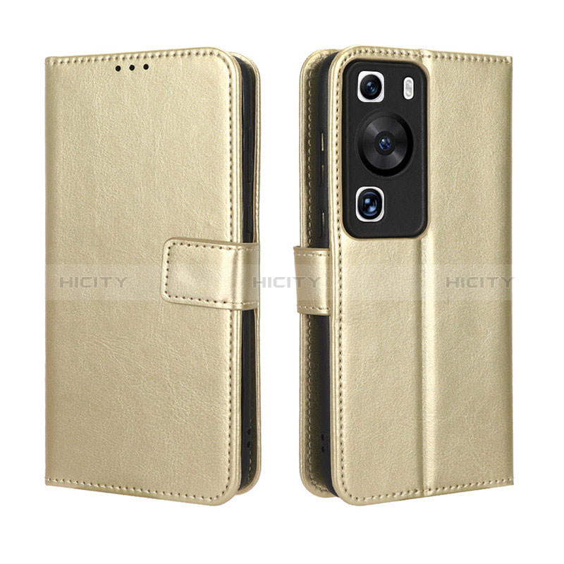 Coque Portefeuille Livre Cuir Etui Clapet BY5 pour Huawei P60 Or Plus