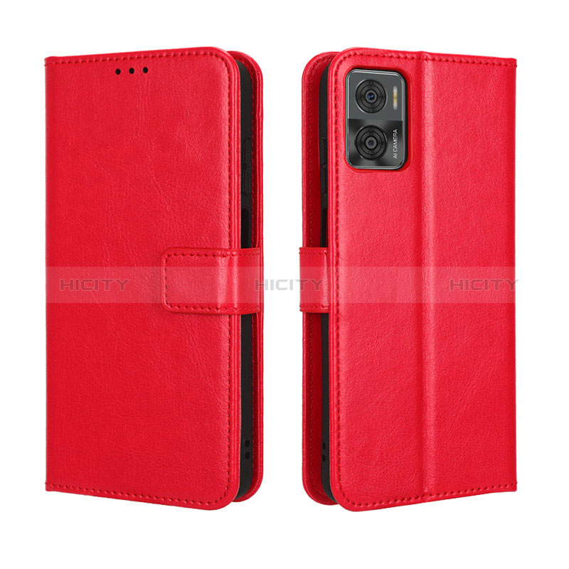 Coque Portefeuille Livre Cuir Etui Clapet BY5 pour Motorola Moto E22 Rouge Plus