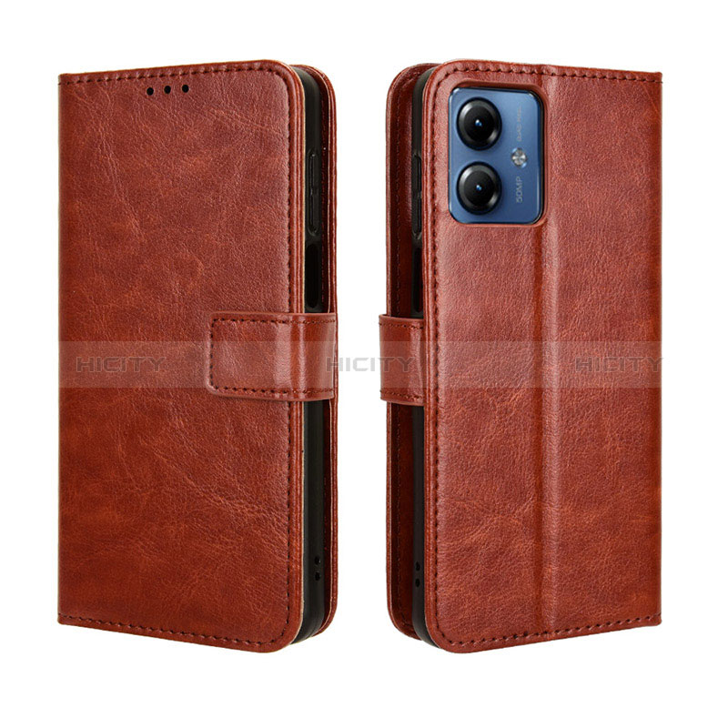 Coque Portefeuille Livre Cuir Etui Clapet BY5 pour Motorola Moto G14 Marron Plus