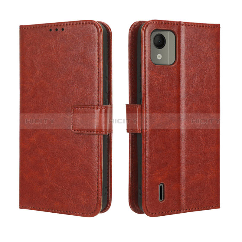 Coque Portefeuille Livre Cuir Etui Clapet BY5 pour Nokia C110 Marron Plus