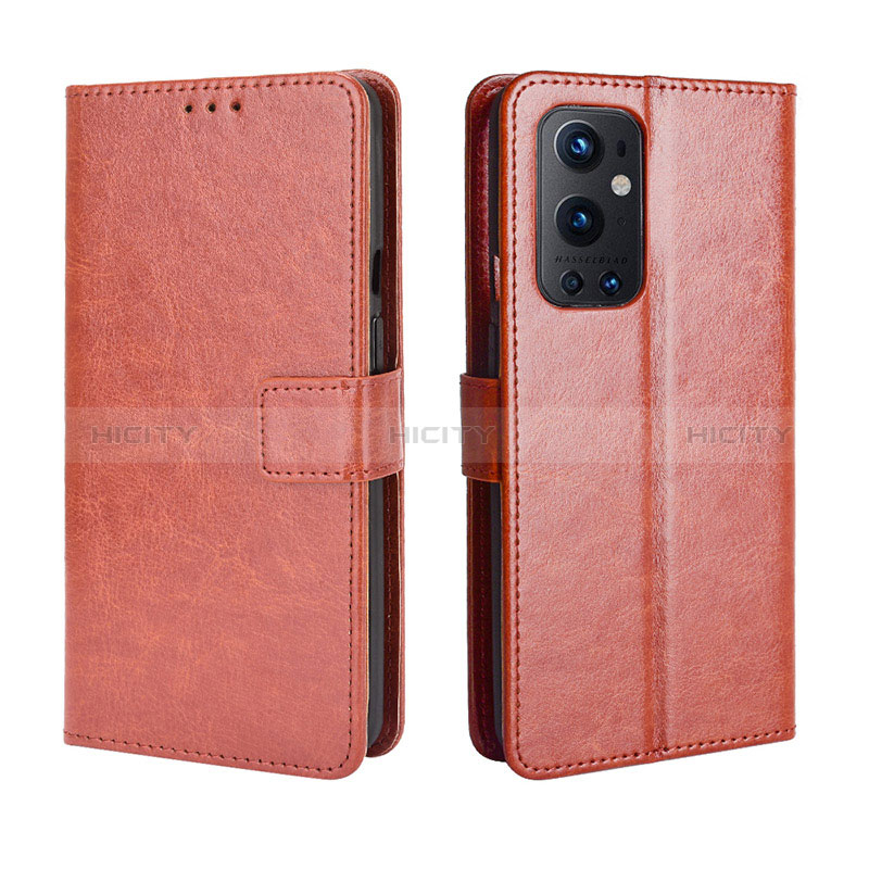 Coque Portefeuille Livre Cuir Etui Clapet BY5 pour OnePlus 9 Pro 5G Marron Plus